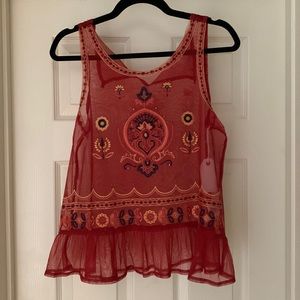 Red See Through Tank Top, Brand: coco & jaimeson